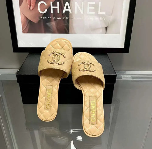 Chanel CC Logo Mules Slide Sandal Flop Flat